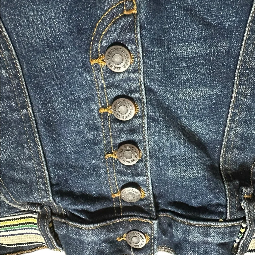 Veronica Beard Zynan 9.5” Cargo Stripe Waist Denim Shorts Allure CutSize 29 EUC - Picture 4 of 13